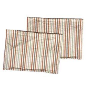 Beddys Pair Stripe Pillowcases Orange Tan Beige Brown Cotton Luxury Bedding 2